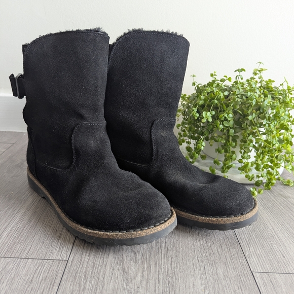 BIRKENSTOCK Uppsala Shearling Suede Leather Mid-Calf Boots Black Size 37 - Picture 5 of 11